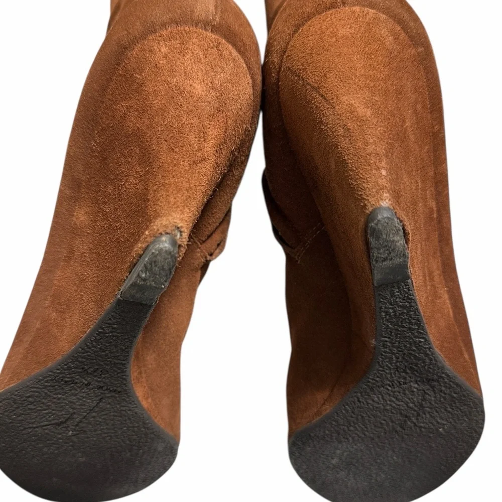 Giuseppe Zanotti Brown Suede Knee-High Wedge Boots Size 37.5